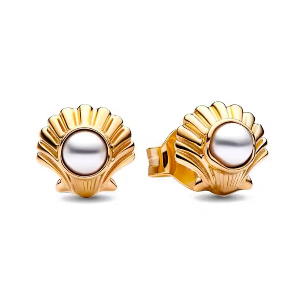 NWOT Disney The Little Mermaid Seashell Stud Earrings Gold